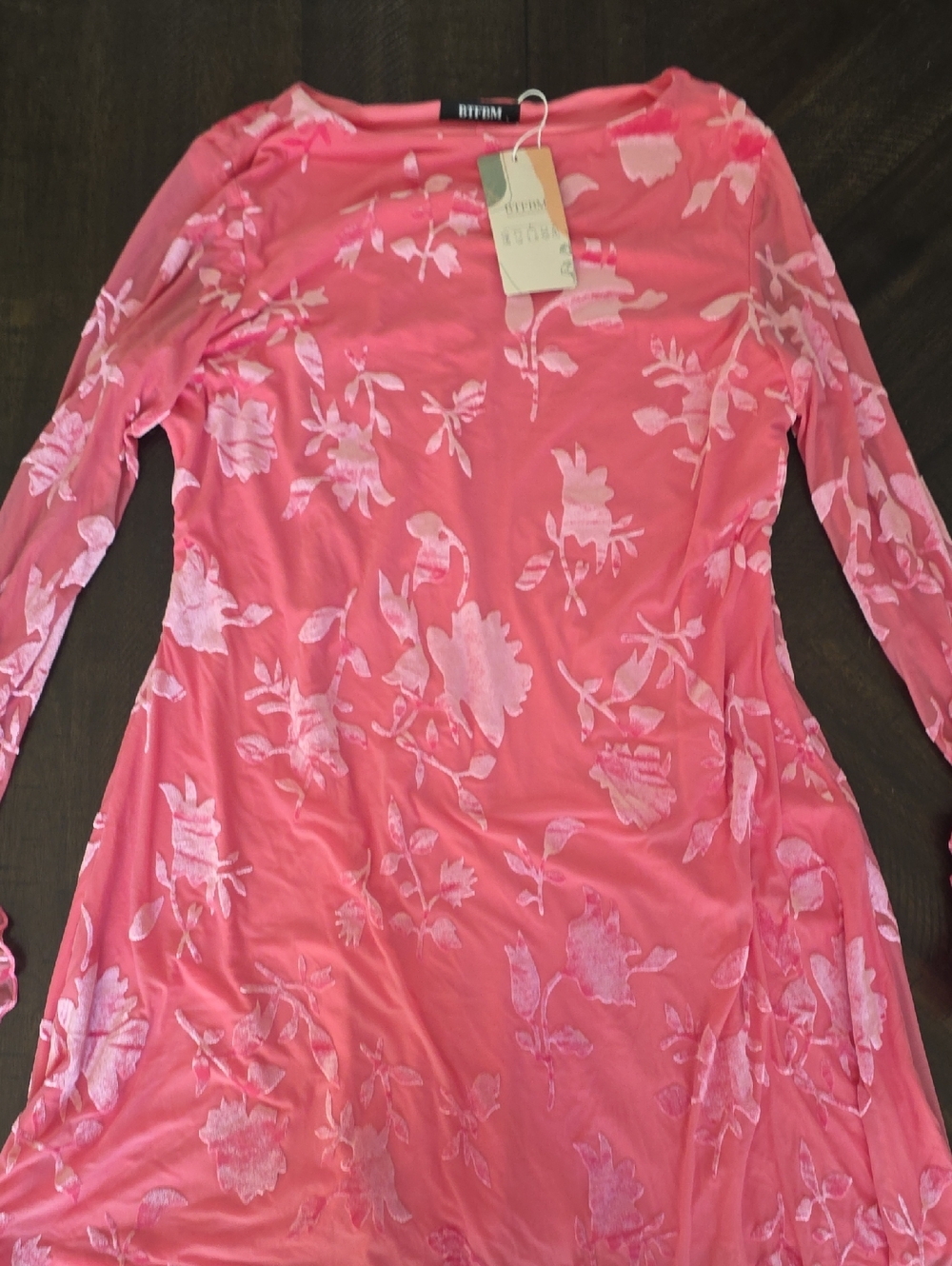 BTFBM Coral Pink Floral Burnout Top